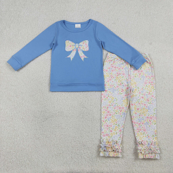 GLP3243 RTS toddler girl clothes bows embroidery girl winter set