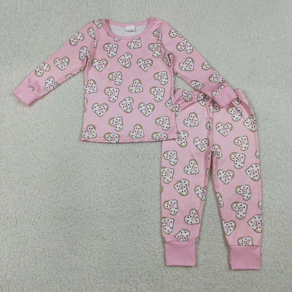 GLP3245 RTS toddler girl clothes heart print girl valentine winter set pajamas set