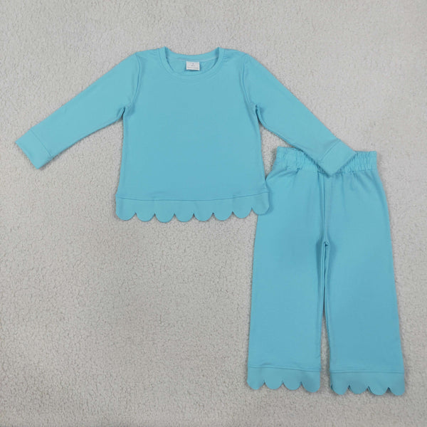 RTS Matching clothing kids solid scallop edge fall pants set-2026.10.13