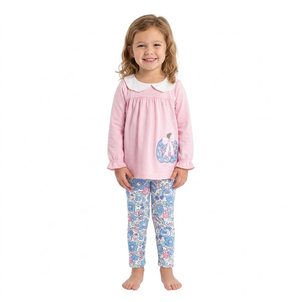RTS GLP3319 baby girl clothes halloween pumpkin floral embroidery halloween set fall clothes