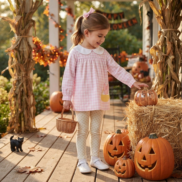 RTS GLP3320 baby girl clothes pumpkin embroidery halloween outfit clothing set