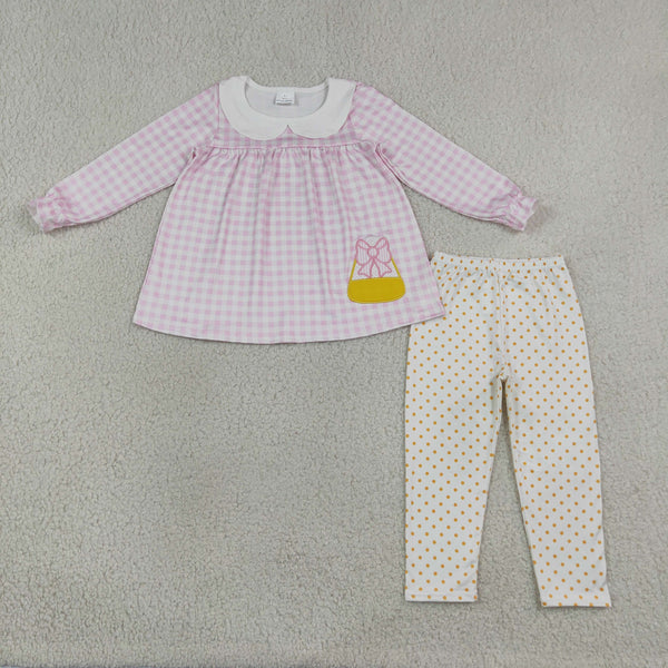 RTS GLP3320 baby girl clothes pumpkin embroidery halloween outfit clothing set