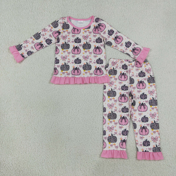 GLP3350 RTS kids girl clothes pumpkin girl halloween outfit pants set