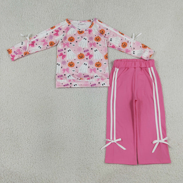 RTS GLP3356 kids girl clothes pumpkin halloween winter pants set fall clothing set