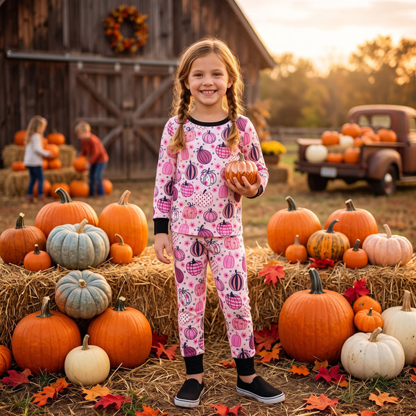 RTS GLP3357 baby girl clothes halloween fruit print long sleeve pant outfit