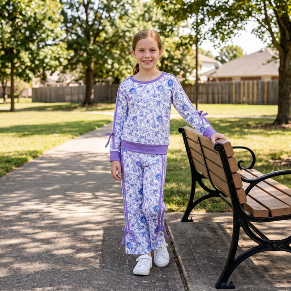 RTS GLP3365 toddler girl clothes floral print long sleeve outfit