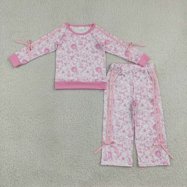 RTS GLP3353 baby girl clothes floral print toddler girl fall winter outfit clothing set