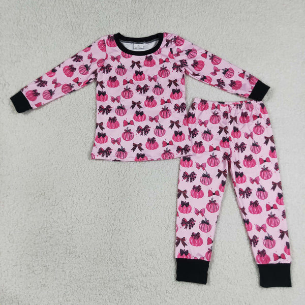 RTS GLP3375 baby girl clothes pumpkin toddler girl halloween pajamas outfit