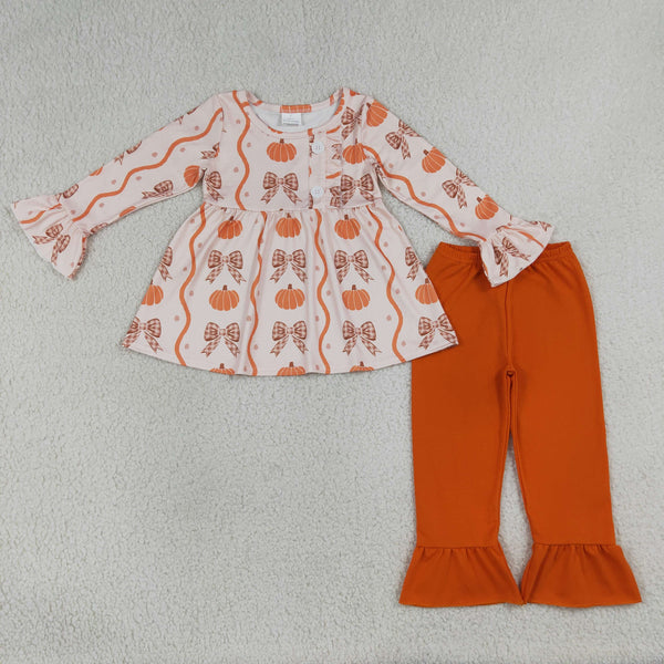 RTS GLP3396 girl clothes pumpkin toddler girl halloween fall outfit winter clothing set
