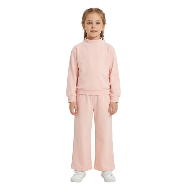 RTS GLP3410 baby girl clothes solid print long sleeve top wide leg pant outfit
