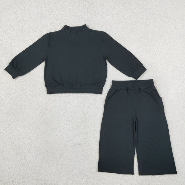 RTS GLP3411 baby girl clothes solid print long sleeve top pant outfit