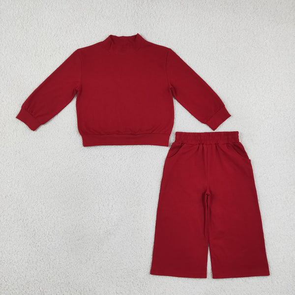 RTS GLP3413 toddler girl clothes solid red long sleeve pant outfit