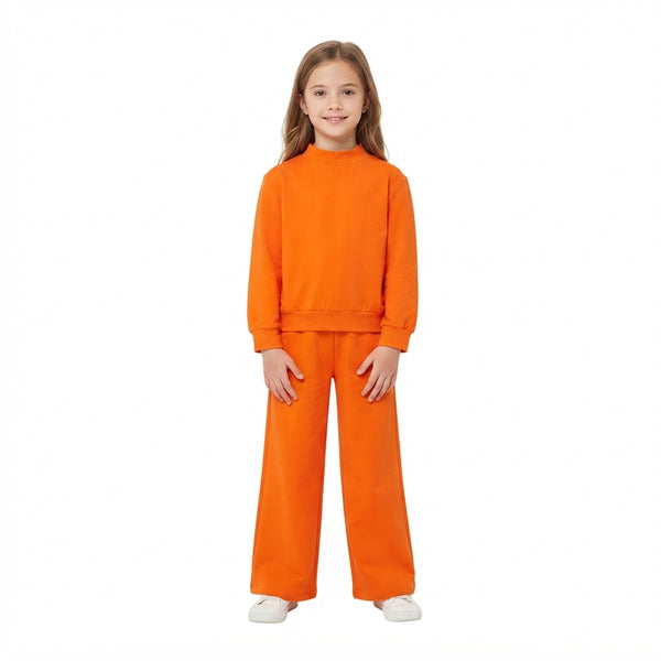RTS GLP3414 toddler girl clothes solid orange long sleeve pants outfit