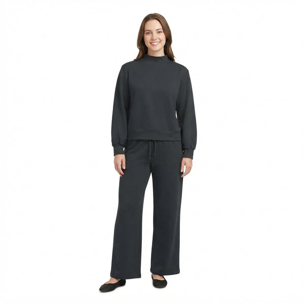 RTS GLP3416 women clothes solid print long sleeve top pant outfit