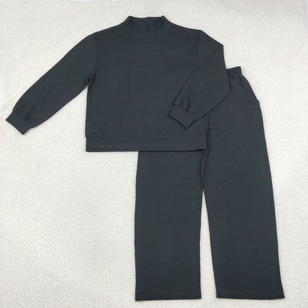 RTS GLP3416 women clothes solid print long sleeve top pant outfit