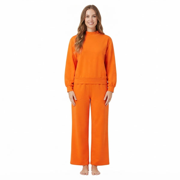 RTS GLP3419 women clothes solid orange long sleeve pants outfit