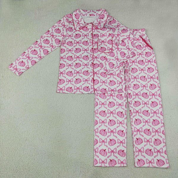 RTS GLP3423 women clothes halloween pumpkin print long sleeve loungewear outfit pajamas set