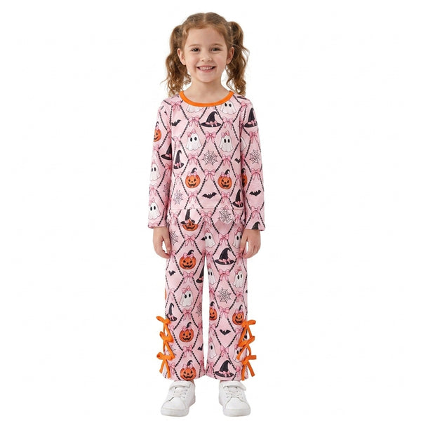 RTS GLP3434 baby girl clothes ghost print toddler girl halloween outfit