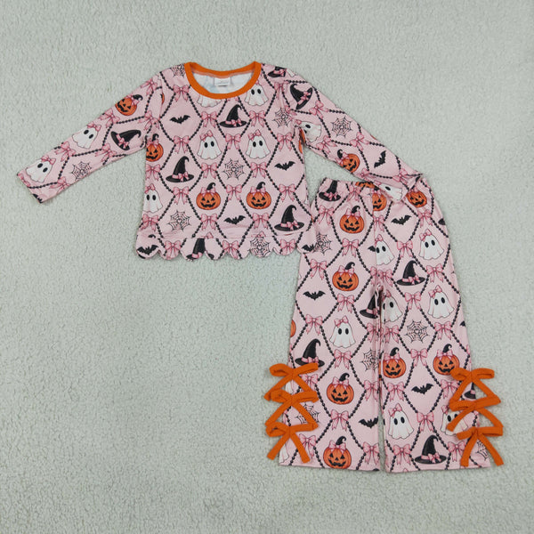 RTS GLP3434 baby girl clothes ghost print toddler girl halloween outfit