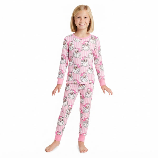 RTS GLP3440 toddler girl clothes christmas santa print long sleeve outfit