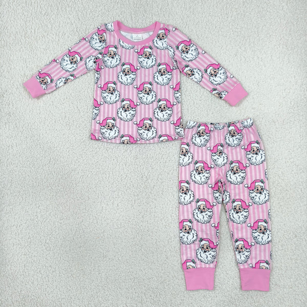 RTS GLP3440 toddler girl clothes christmas santa print long sleeve outfit