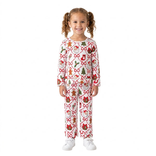 RTS GLP3447 baby girl clothes santa print toddler girl christmas outfit
