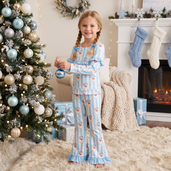 GLP3451 RTS baby girl clothes santa print toddler girl christmas outfit