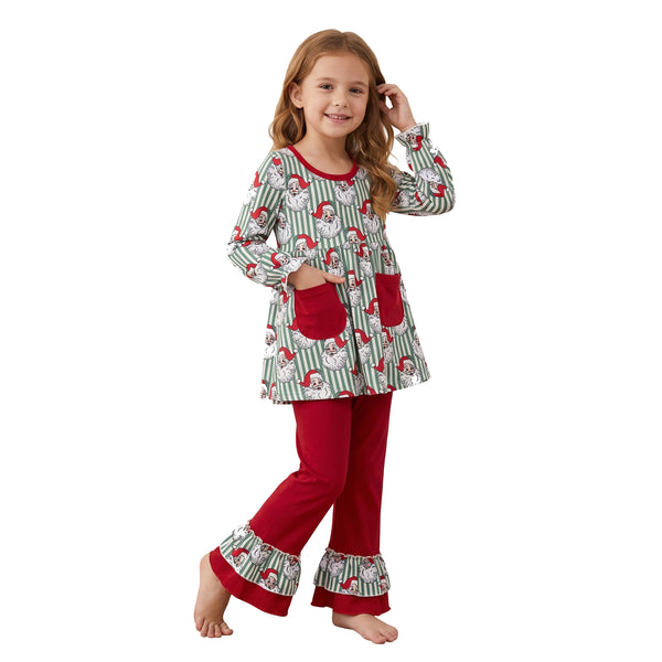 RTS GLP3454 baby girl clothes christmas character print long sleeve pant outfit