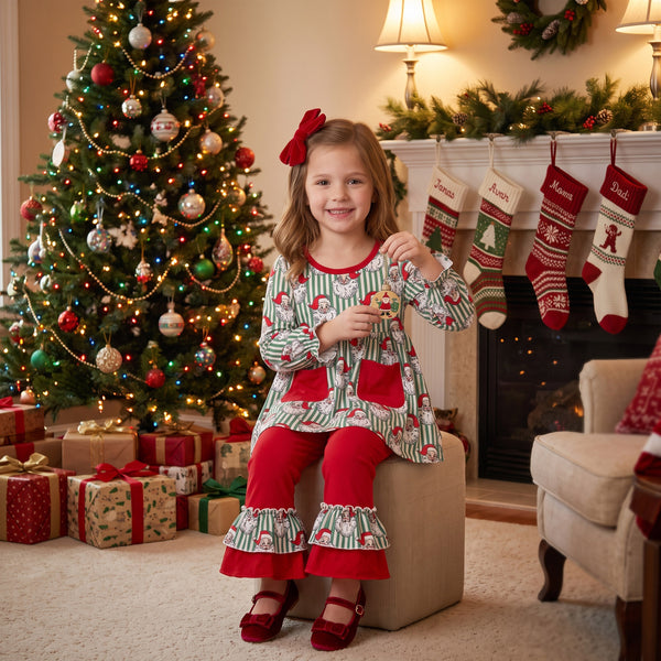 RTS GLP3454 baby girl clothes christmas character print long sleeve pant outfit
