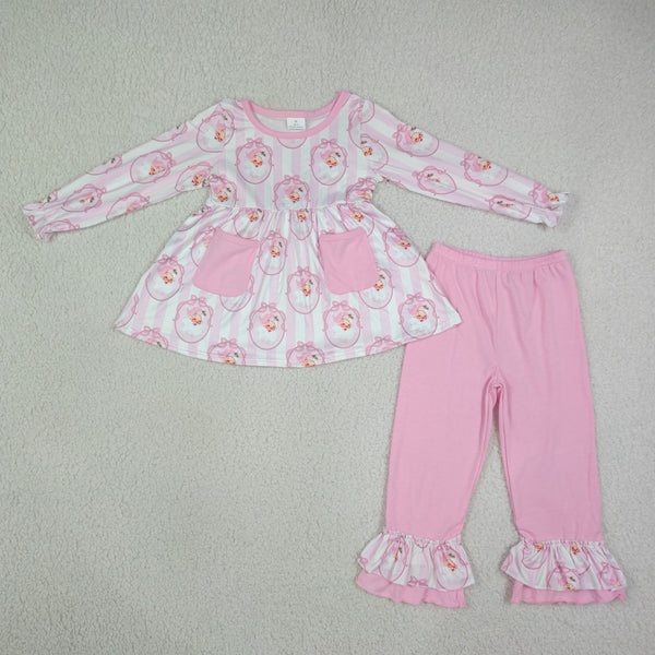 RTS GLP3456 toddler girl clothes pink cute santa claus girl christmas pants set