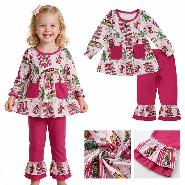 RTS GLP3461 kids girl clothes cartoon girl christmas outfit pants set