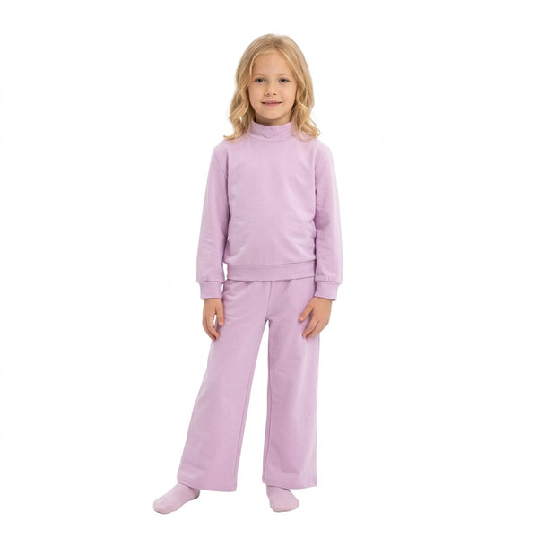 RTS GLP3470 baby girl clothes solid print long sleeve top wide leg pant outfit