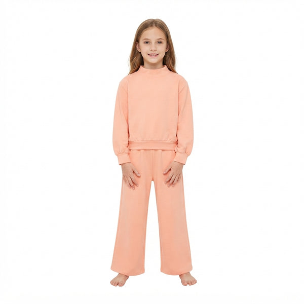 RTS GLP3471 toddler girl clothes solid peach long sleeve pants outfit