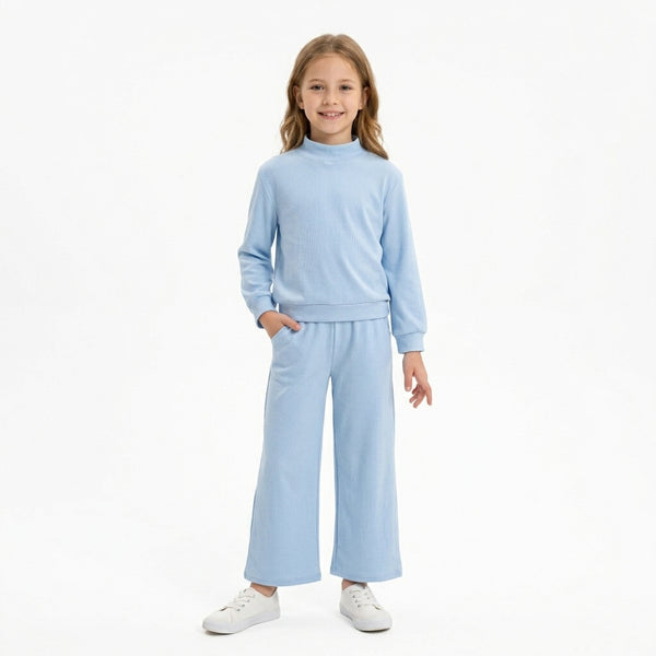 RTS GLP3472 toddler girl clothes solid long sleeve mock neck outfit