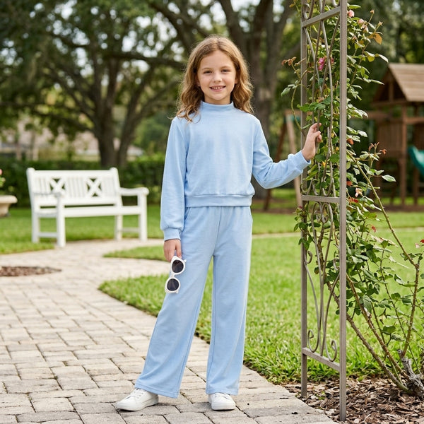 RTS GLP3472 toddler girl clothes solid long sleeve mock neck outfit