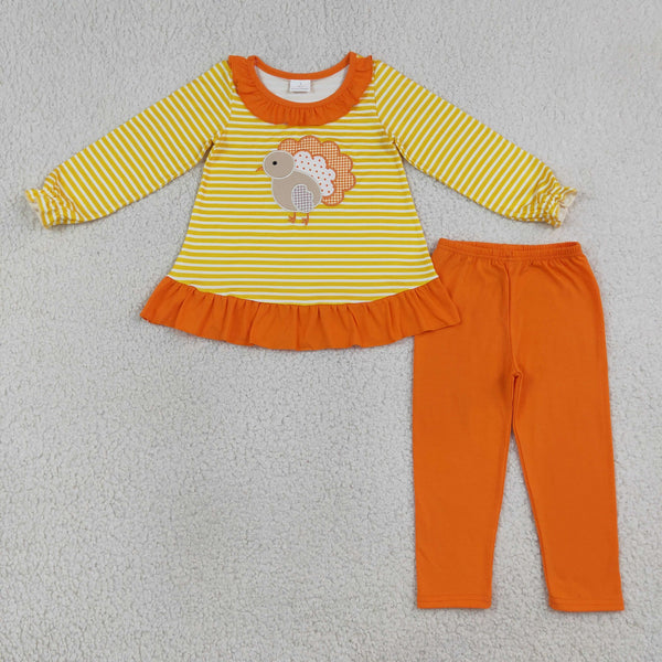 RTS Matching clothing thanksgiving turkey embroidery print kid long sleeve romper pant fall clothing-2026.9.17