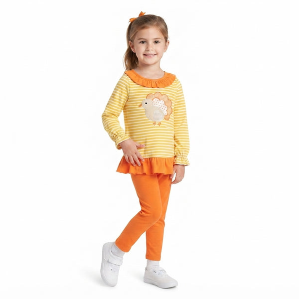RTS GLP3493 baby girl clothes turkey embroidery thanksgiving clothing set