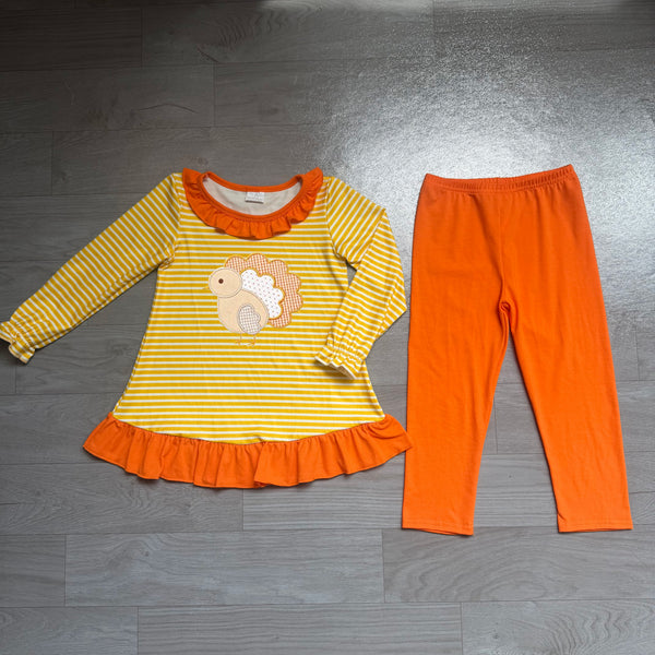 no MOQ GLP3493 embroidery pre-order  toddler girl clothes turkey girl  thanksgiving set-real pic 2026.7.26