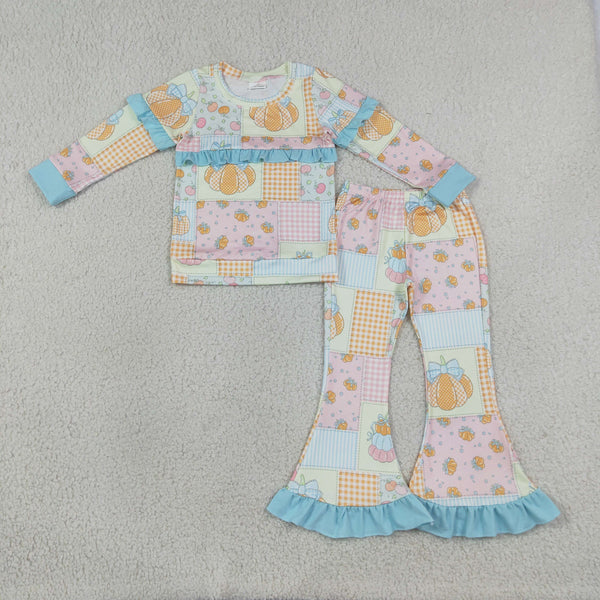 GLP3503 RTS kids girl clothes pumpkin girl halloween clothes pants set