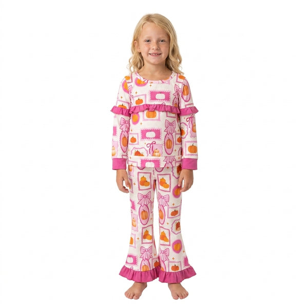 RTS GLP3504 toddler girl clothes pumpkin girl halloween clothes outfit pants set