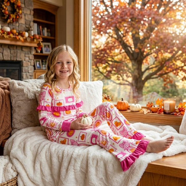 RTS GLP3504 toddler girl clothes pumpkin girl halloween clothes outfit pants set