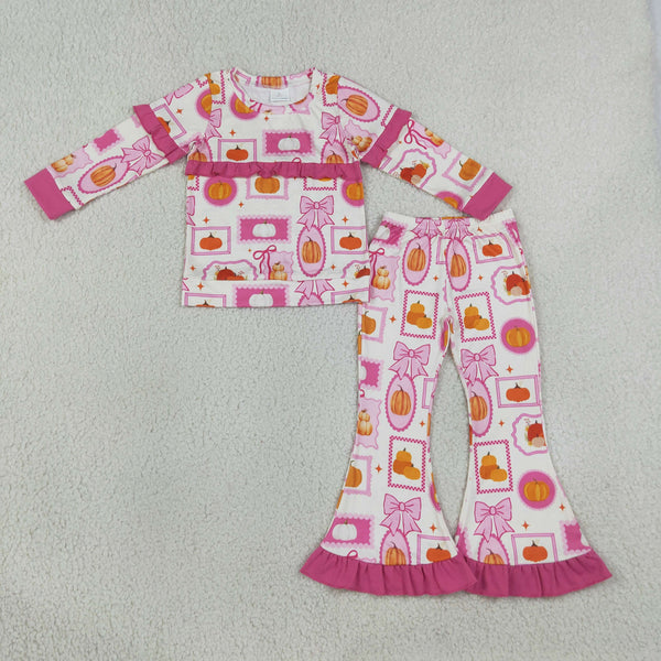 RTS GLP3504 toddler girl clothes pumpkin girl halloween clothes outfit pants set
