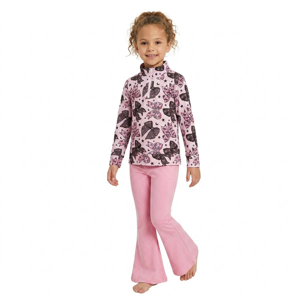 RTS GLP3507 baby girl clothes purple butterfly print long sleeve flare pant outfit halloween outfit