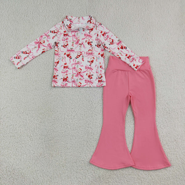 RTS GLP3508 baby girl clothes christmas print long sleeve flare pant outfit