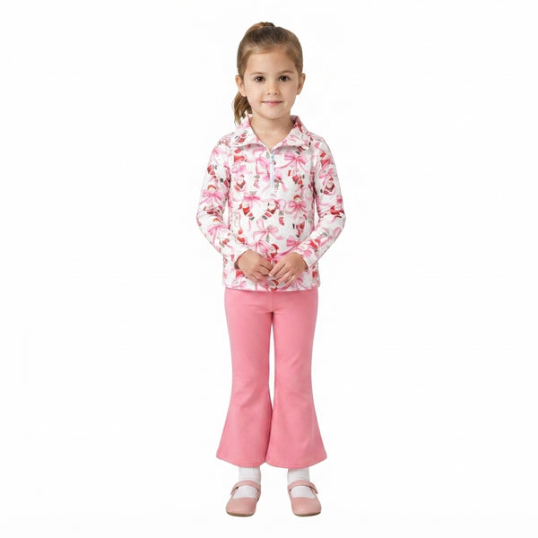 RTS GLP3508 baby girl clothes christmas print long sleeve flare pant outfit