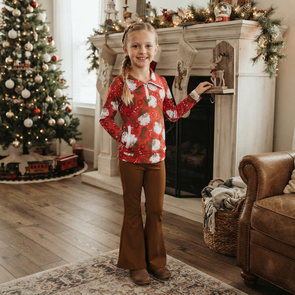 RTS GLP3509 baby girl clothes floral print long sleeve top flare pant outfit