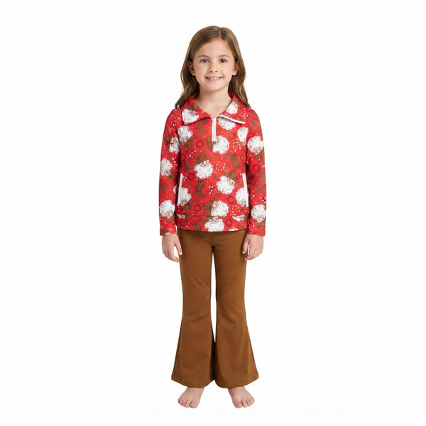 RTS GLP3509 baby girl clothes floral print long sleeve top flare pant outfit