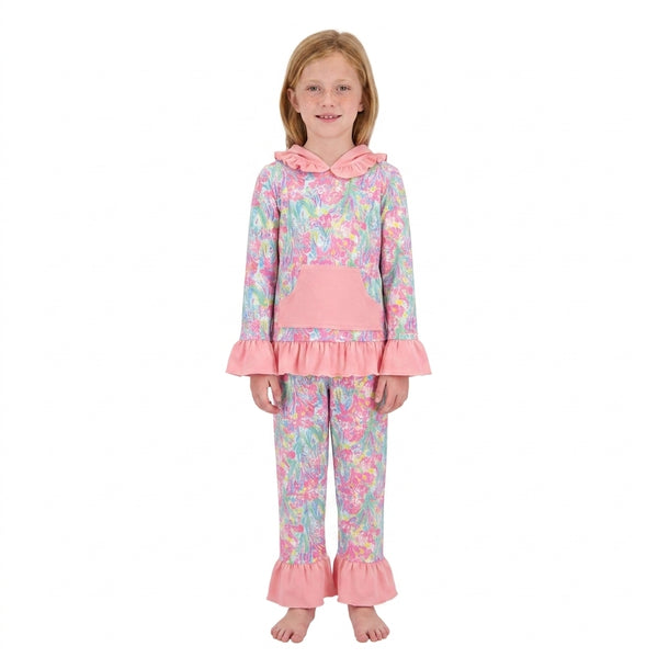 RTS GLP3519 baby girl clothes seagrass print toddler girl winter outfit