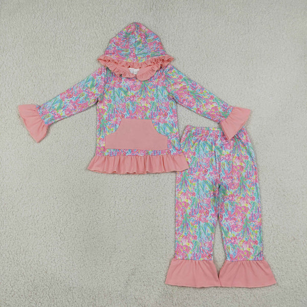 RTS GLP3519 baby girl clothes seagrass print toddler girl winter outfit