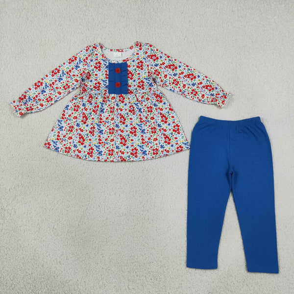 RTS Matching clothing kids floral and stripe print fall pants set-2026.10.13